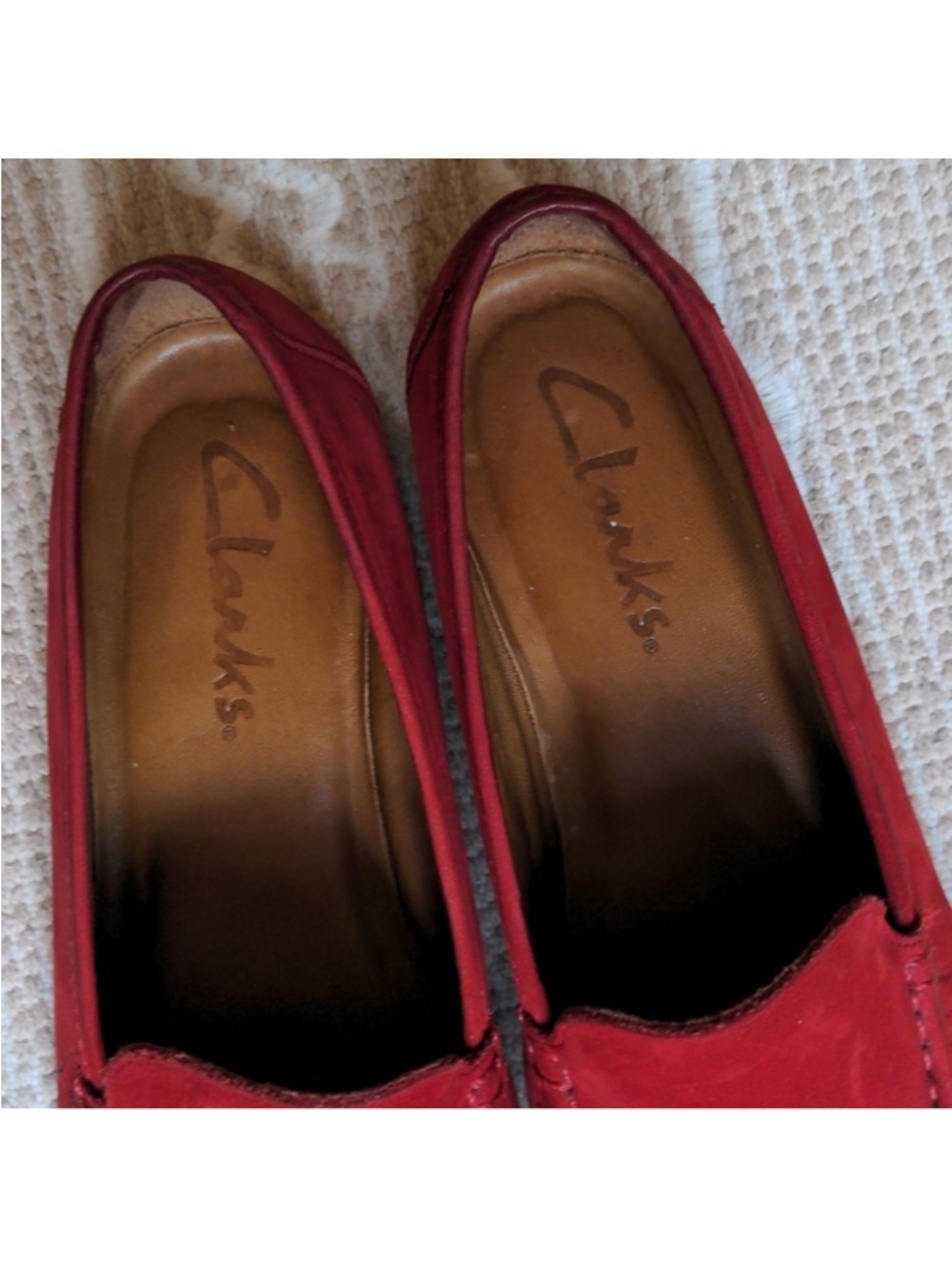 Clarks Red Suede Loafers - Picture 5 of 8